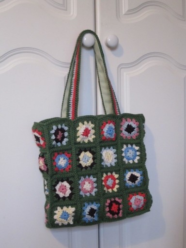 Patchwork crochet project bag ©The House of Jones